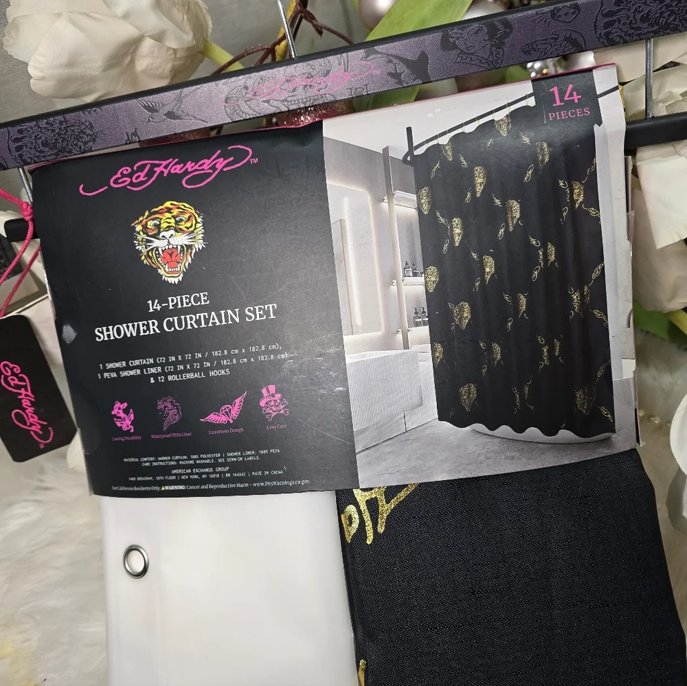 Ed Hardy 14 piece shower curtain set Brand new